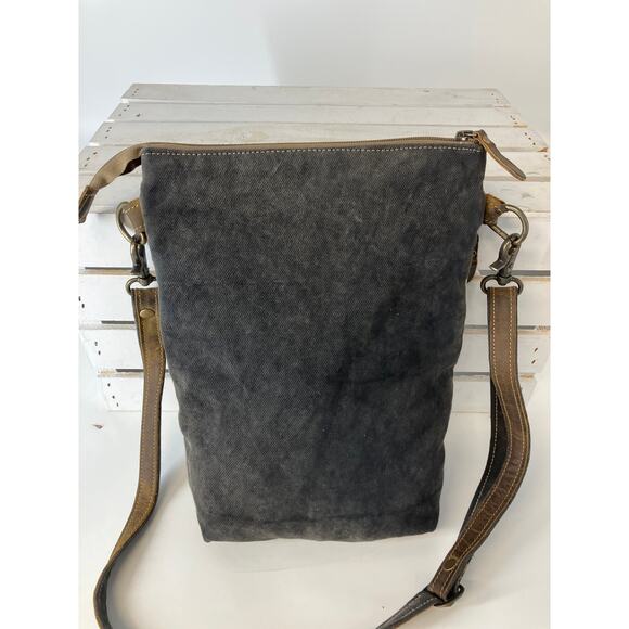 MYRA BAG MEDIUM GRAY, IVORY PRINTED CANVAS CROSSBODY BAG - Picture 3 of 16